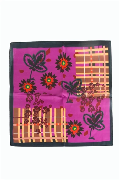 Çiçek Desenli Zr Şifon Fular 50*50 cm ürün görseli 1