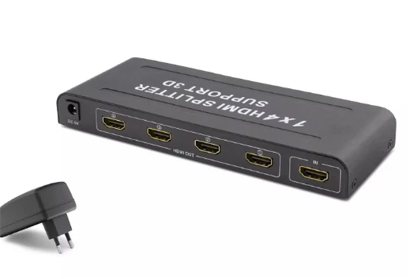 Hadron Hdx1294 4 Port Hdmi Splitter 1.4V 1080P 3D 1-In 4-Out Siyah (Giriş 1xHDMI-Çıkış 4 xHDMI) ürün görseli 1