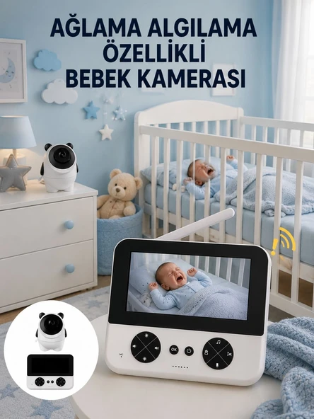 Gece Görüşlü Güvenli Bebek Monitörü 720p Hd Görüntü Yeni Nesil ürün görseli 1