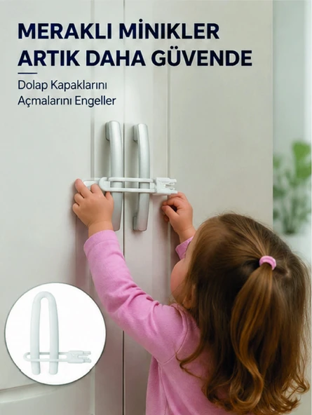 4 Adet Dolap Emniyet Kilidi Çocuk Güvenliği İçin Güçlü Ve Dayanıklı Set Yeni Nesil ürün görseli 1