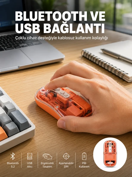 Kablosuz Bluetooth Mouse Şık ve Sessiz Ofis Tasarımı Yeni Nesil ürün görseli 1
