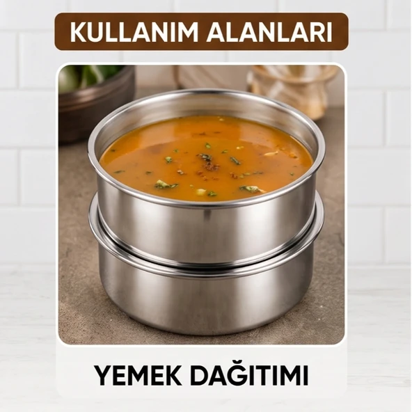 3'lü Metal Sefer Tası - Paslanmaz Çelik - 16 cm - Resim 4