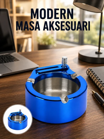 Metal Küllük Ve Çakmak Seti Yuvarlak Modern Tasarım Yeni Nesil ürün görseli 1
