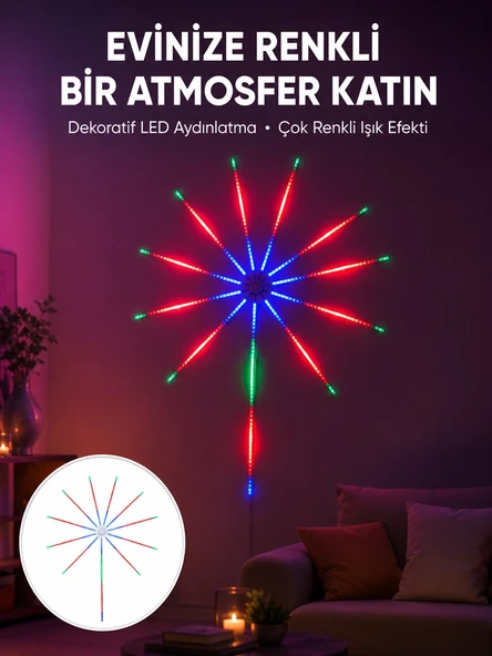 Uygulama Destekli Rgb Led Havai Fişek Duvar Aydınlatması Yeni Nesil ürün görseli 1