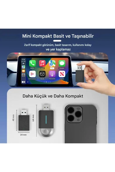 Kablosuz Android Auto/Car Play USB Dongle Cihazı - Resim 2