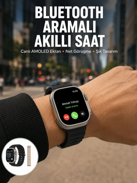 Akıllı Saat Kol Saati Android ve İOS Uyumlu Nabız Ölçer Sesli Asistan Yeni Nesil ürün görseli 1