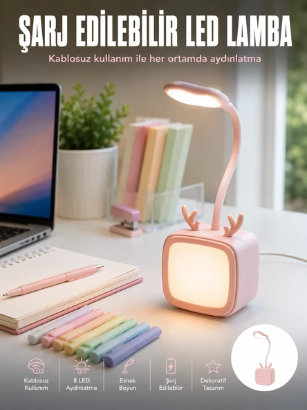 Esnek Gövdeli LED Masa Lambası Taşınabilir Gece Aydınlatması ürün görseli 1