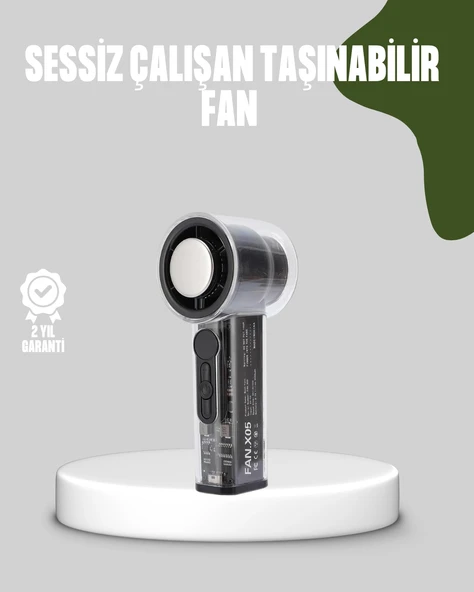 Dijital Ekranlı Şarjlı Mini Fan 100 Kademeli Hız Ayarı ürün görseli 1