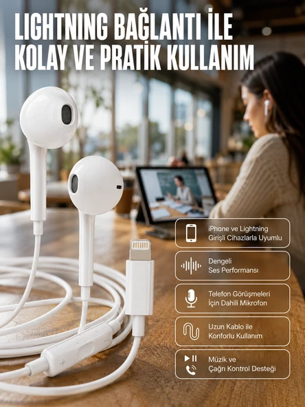 Konforlu Ergonomik Kare Tasarımlı Müzik ve Çağrı Kulaklığı Yeni Nesil ürün görseli 1
