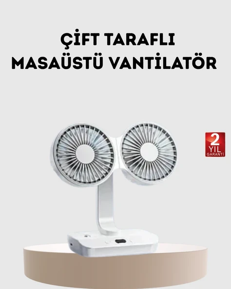 Kablosuz USB Şarjlı 720° Döner Masaüstü Fan – Çift Taraflı Serinlik ve Gece Lambası ürün görseli 1