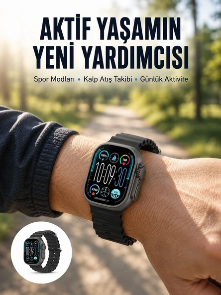AMOLED Ultra Akıllı Saat 15 Gün Batarya Güçlü Ekran Yeni Nesil ürün görseli 1