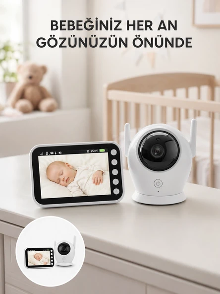 4.5 İnç Ekranlı Gece Görüşlü Bebek Kamerası ve Monitörü Yeni Nesil ürün görseli 1