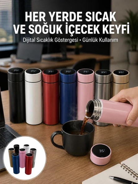 Uzun Süre Isı Koruma Sağlayan Dijital Göstergeli Termos Yeni Nesil ürün görseli 1
