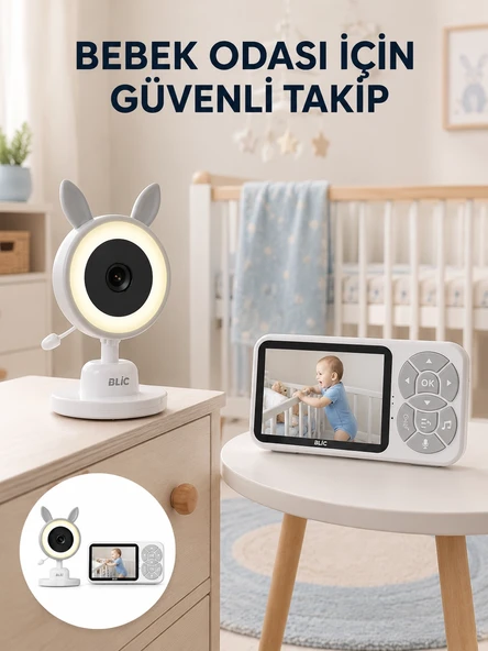 Karşılıklı Sesli Bebek Kamerası 4x Zoom Sıcaklık Sensörlü Yeni Nesil ürün görseli 1