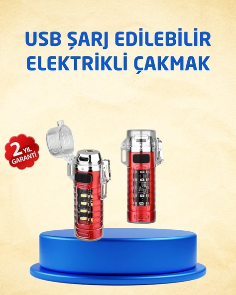 Tip C Şarjlı Dijital Ekranlı Çakmak ve El Feneri ürün görseli 1