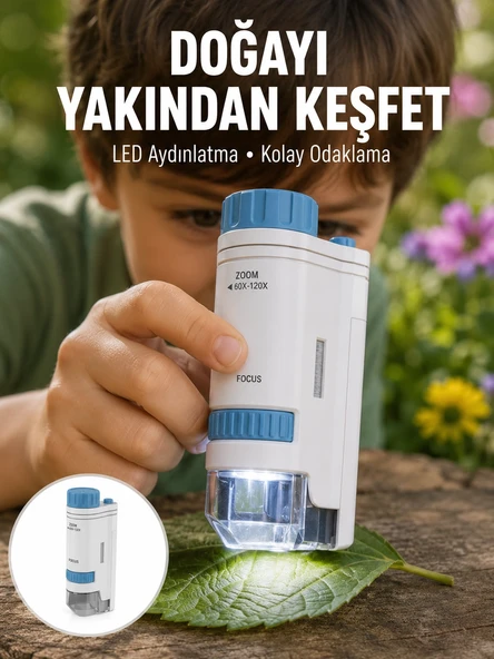 ABS Gövdeli Öğrenci ve Hobi Mikroskobu – Mavi Renk Yeni Nesil ürün görseli 1