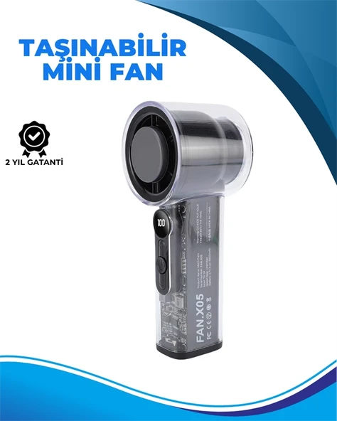 Taşınabilir El Fanı  100 Seviyeli Rüzgar Hızı Ayarı  Sessiz Çalışma - Dijital Ekranlı ürün görseli 1