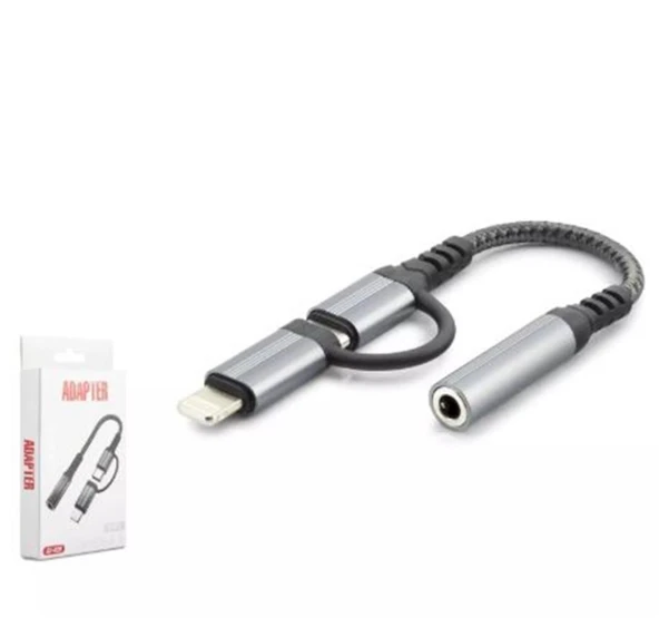 Hadron Gj-026 Type-C + Lightning To 3.5Mm F Kablo Siyah ürün görseli 1
