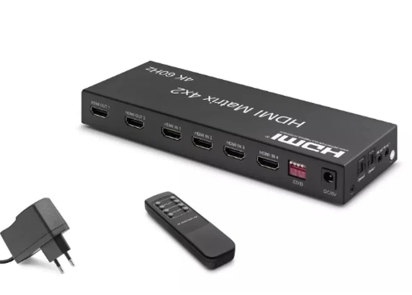 Hadron Hdx1334 Hdmi Switch & Splitter 4-In 2-Out Matrix Siyah 4K HDMI Girişi: 4 HDMI Çıkışı: 2 ürün görseli 1