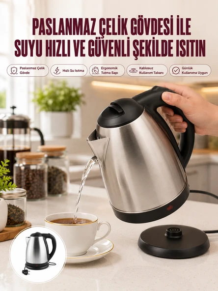 Çelik Su Isıtıcı Kettle Dayanıklı Paslanmaz Çelik Uzun Ömürlü ürün görseli 1