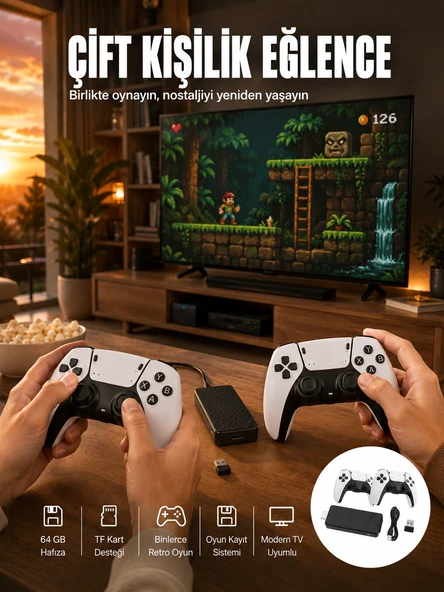 HDMI Girişli Retro Oyun Çubuğu 2 Kişilik Kablosuz Yeni Nesil ürün görseli 1