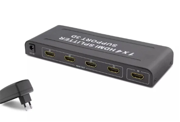Hadron Hdx1294 4 Port Hdmi Splitter 1.4V 1080P 3D 1-In 4-Out Siyah (Giriş 1xHDMI-Çıkış 4 xHDMI) ürün görseli 1
