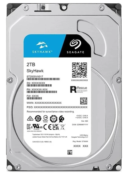 Seagate 2TB ST2000VX017 5900Rpm 256MB Harddisk 7-24 Güvenlik Diski (Koyuncu Distribitör Ürünü) ürün görseli 1
