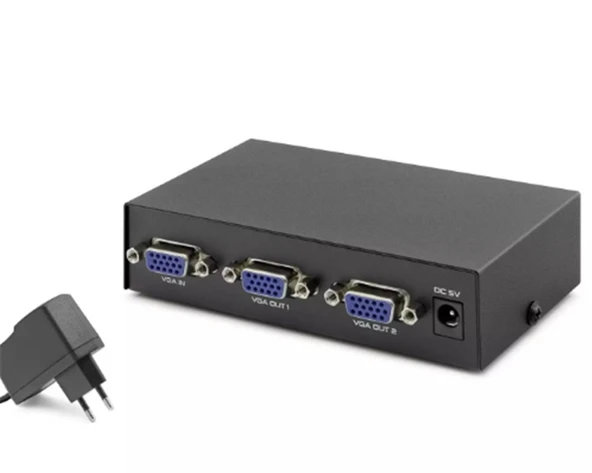 Hadron Hdx1277 2 Port Vga Splitter 200Mhz 1-In 2-Out Siyah ürün görseli 1