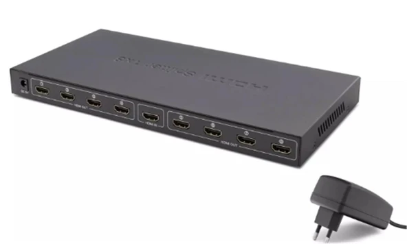 Hadron Hdx1332 8 port Hdmi Splitter 1.4V 1080P 4K 1-In 8-Out Siyah ürün görseli 1