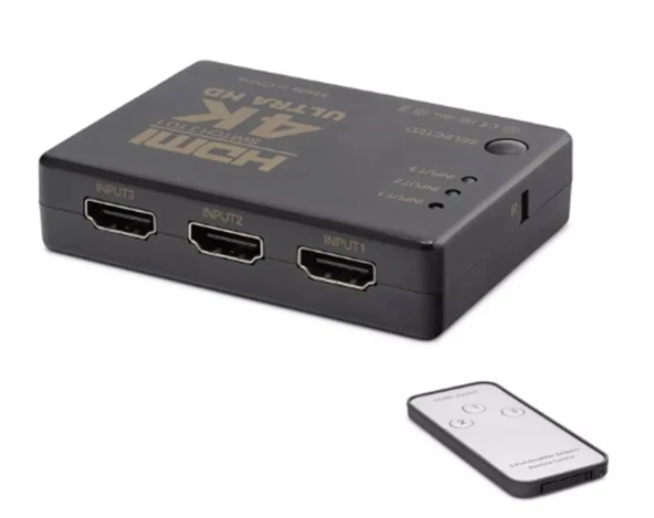Hadron Hdx1308 3 port Hdmi Switch 3Giriş 1Çıkış 4K Kumandalı ürün görseli 1