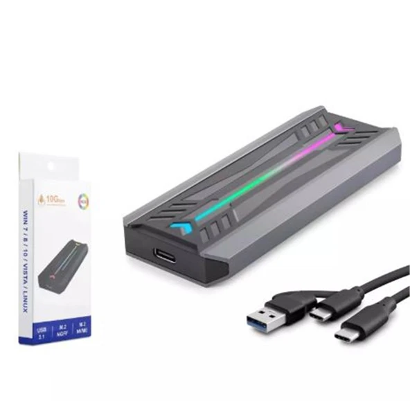 HADRON HDX1775 SSD KUTU TYPE-C3.1 + USB3.0 NVME M2 CHIP RTL9210 SİYAH ürün görseli 1