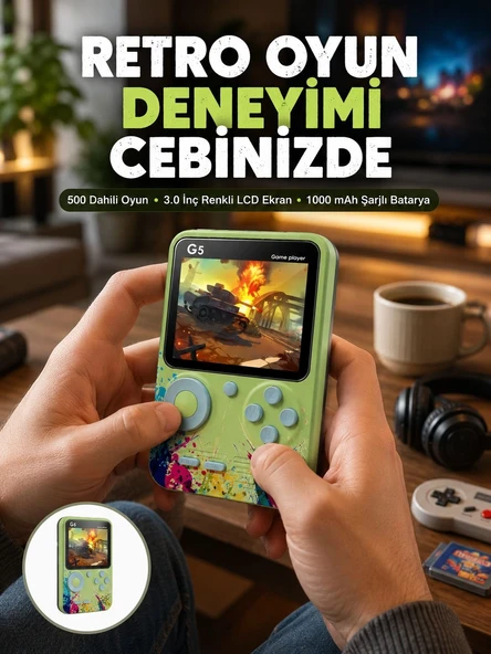 G5 Game Box Retro Mini Oyun Konsolu – 500 Dahili Oyun Yeni Nesil ürün görseli 1
