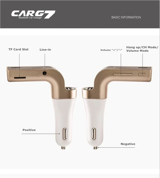 Carg7 Bluetooth Araç Fm Transmitter Usb Girişli - Resim 2