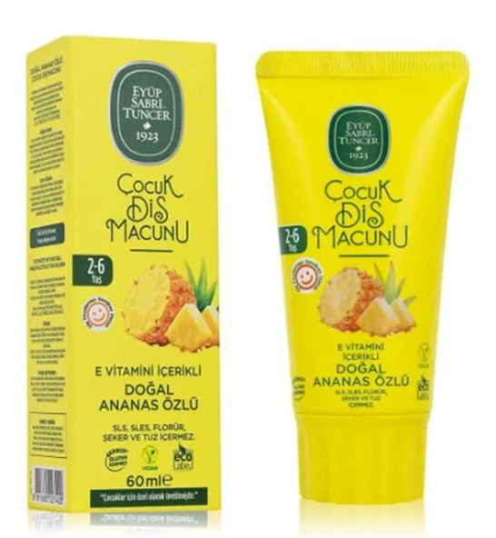 Eyüp Sabri Tuncer Doğal Ananas Özlü 2-6 Yaş Çocuk Diş Macunu 60 ml ürün görseli 1