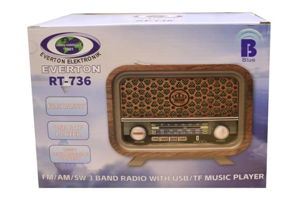 Everton RT-736  Bluetooth-USB-SD-FM Şarjlı  Nostaljik Radyo ürün görseli 1