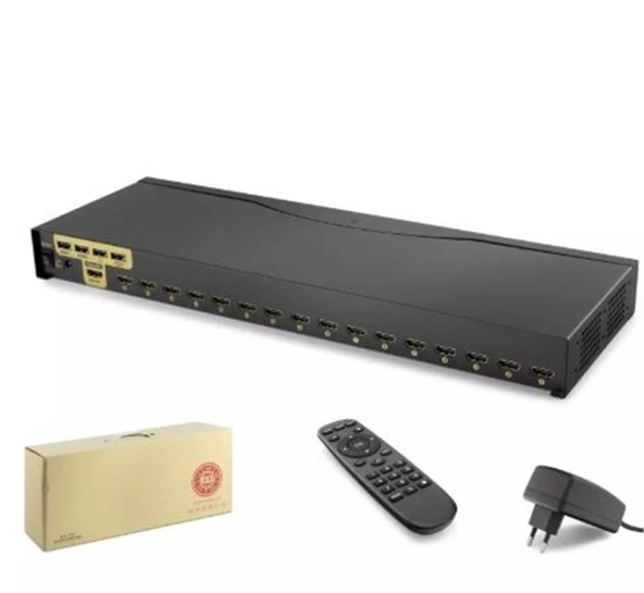 Hadron Hdx1379 16 Port  Hdmi Kvm Switch IR uzaktan kumanda  4K çözünürlük ürün görseli 1