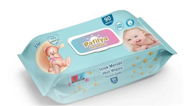 Pafilya Star Bebek Islak Havlu 90 lı  (Alcohol Free- Paraben Free) Premium Quality Wet Wipes ürün görseli 1