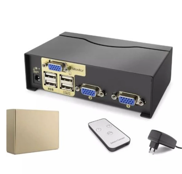 Hadron Hdx1380 2 Port Vga Kvm Switch  Uzaktan kumandalı ürün görseli 1