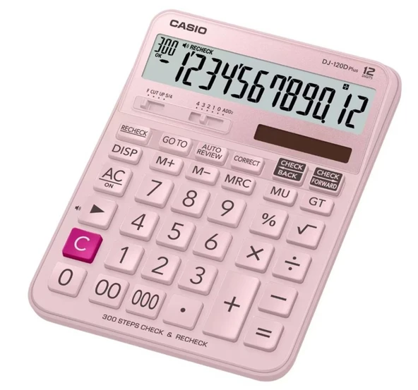 Casio DJ-120D Plus Pembe İşlem Kontrollü 12 Hane Masa Üstü Hesap Makinesi ürün görseli 1