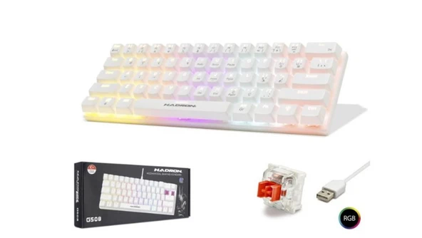 Hadron G508R Kablolu Oyuncu Mini Klavye Mekanik Red Switch Rgb Q Beyaz ürün görseli 1