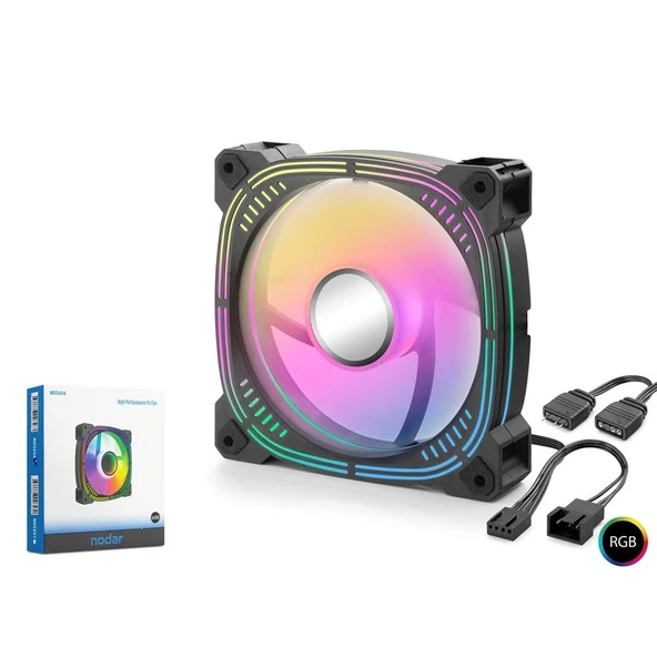 Nodar Nd2656 Kasa Fanı 3.Nesil İç ve Dış Parıltı Argb 12Cm Siyah ürün görseli 1