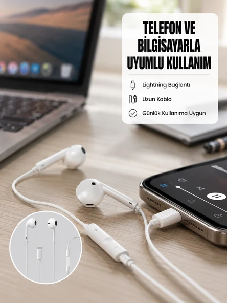 Yüksek Ses Kaliteli Mikrofonlu Kablolu Kulak İçi Kulaklık Yeni Nesil ürün görseli 1