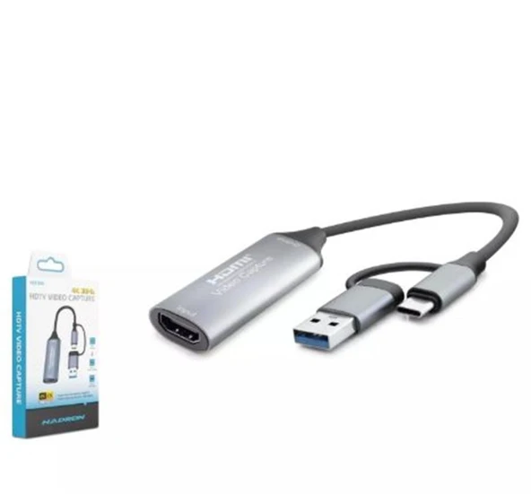 Hadron Hdx7856 Hdmi Video Capture Type-C + Usb3.0 4K 30Hz Gri ürün görseli 1