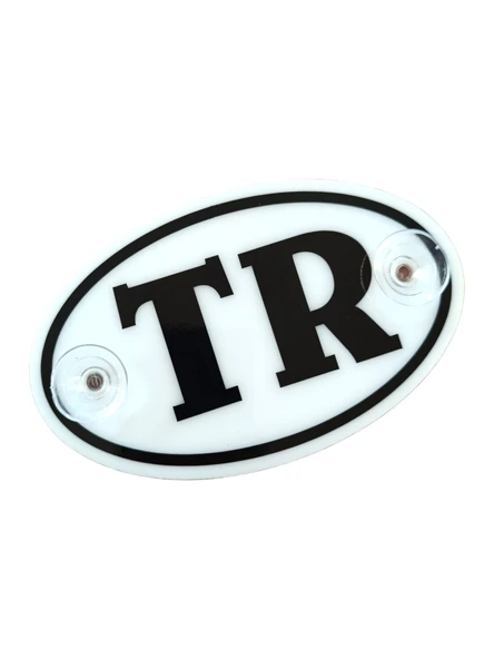 TR Plaka Oval Vantuzlu Pleksi Cam Süsü Beyaz 13x8cm ürün görseli 1