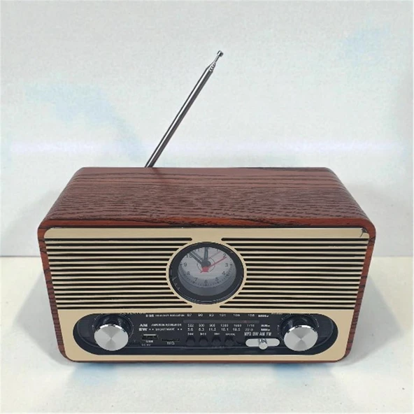 Everton RT-566 Bluetooth-USB-SD-FM Şarjlı  Saatli Nostaljik Radyo ürün görseli 1