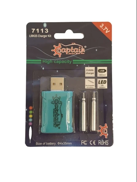 Captain 7113 Fosfor ve Şamandra Pili İçin Pil Şarj Kiti USB li ürün görseli 1