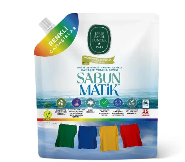 Doğal Zeytinyağı İçerikli Çamaşır Yıkama Sıvısı Renkliler 1,5 lt ürün görseli 1