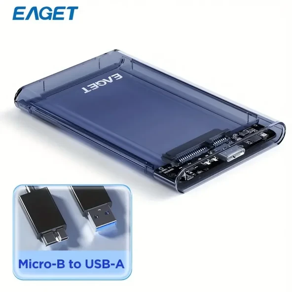 EAGET 6.35 cm Harici Kasa, USB 3.0 SATA Taşınabilir Şeffaf ürün görseli 1