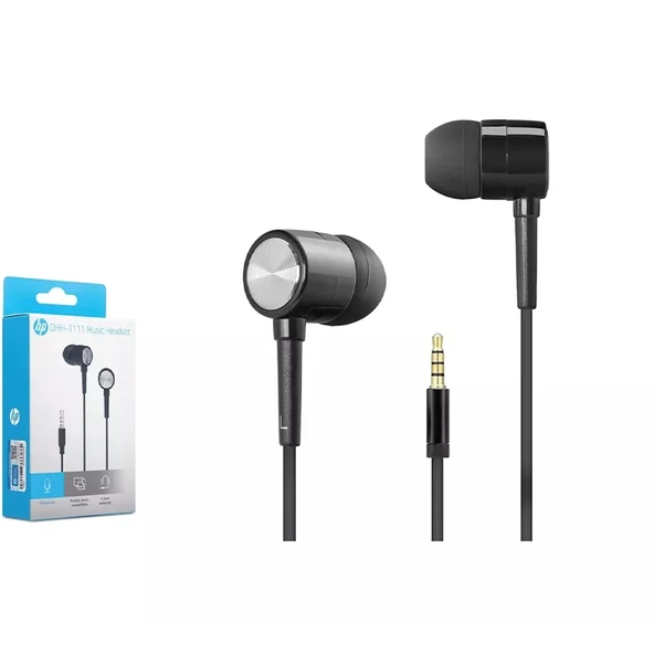 Hp DHH-1111-BK Kablolu Kulakiçi 3.5mm Jack Mikrofonlu Siyah Kulaklık ürün görseli 1