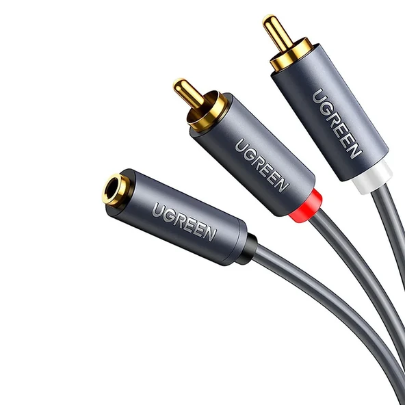 Ugreen 3.5 mm Jack Girişi Aux to 2 RCA Ses Aktarma Kablosu 1 Metre ürün görseli 1